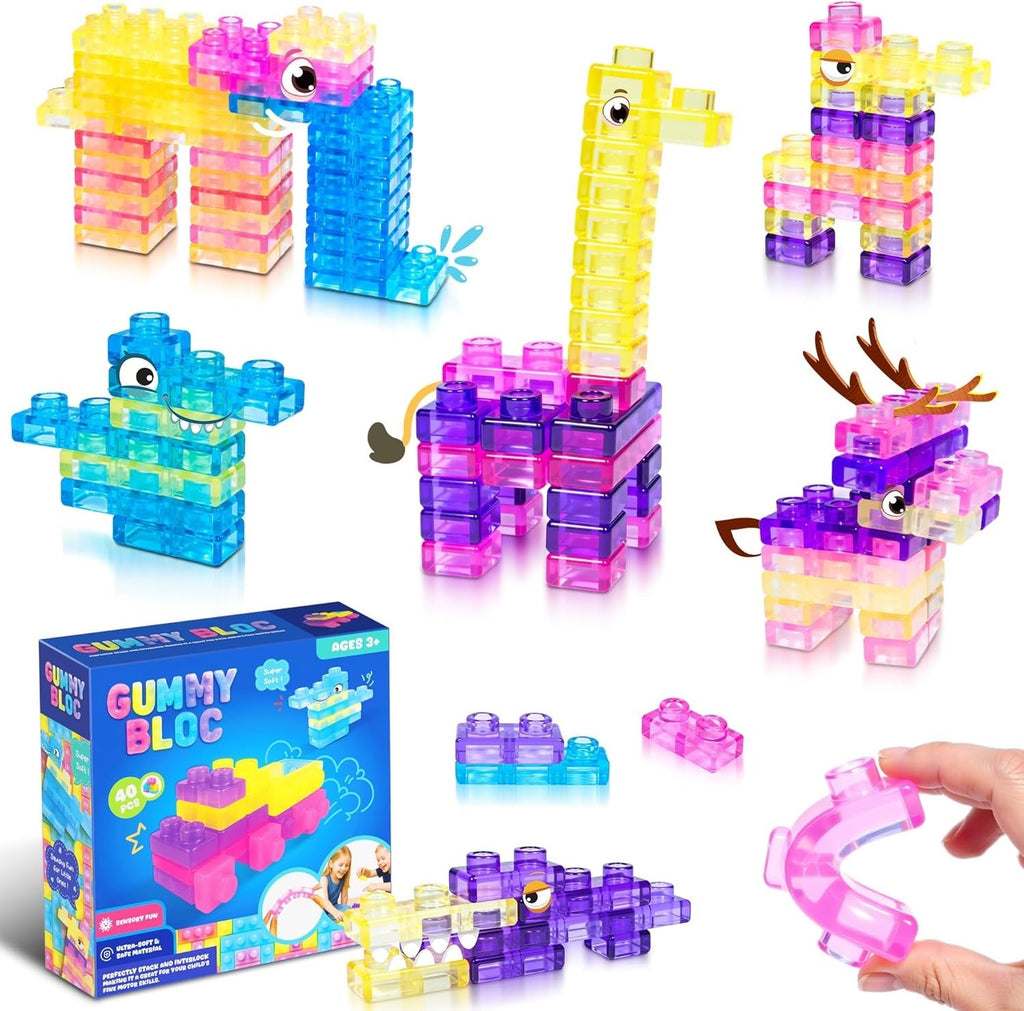 40PCS Sensory Soft Stress Toy Building Blocks for Toddlers Squishy Stacking Toy