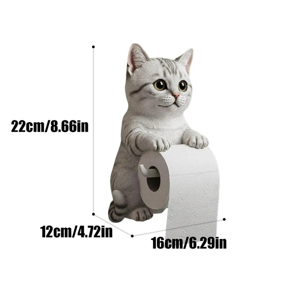 Novelty Cat Shaped Resin Tissue Holder Wall Mounted Toilet Roll Storage Bracket
