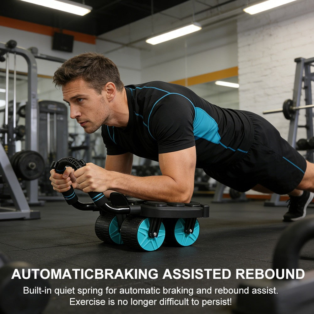 Abdominal Wheel Roller with Elbow Support Automatic Rebound 4 Wheels Workout Gym