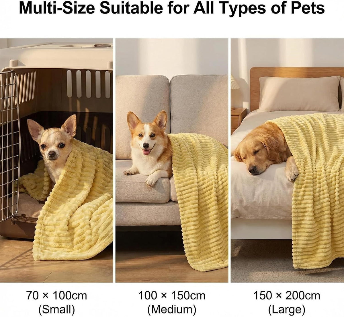 Emotional Support Blanket Yellow, Security Calming Dog Blanket, Faux Rabbit Fur