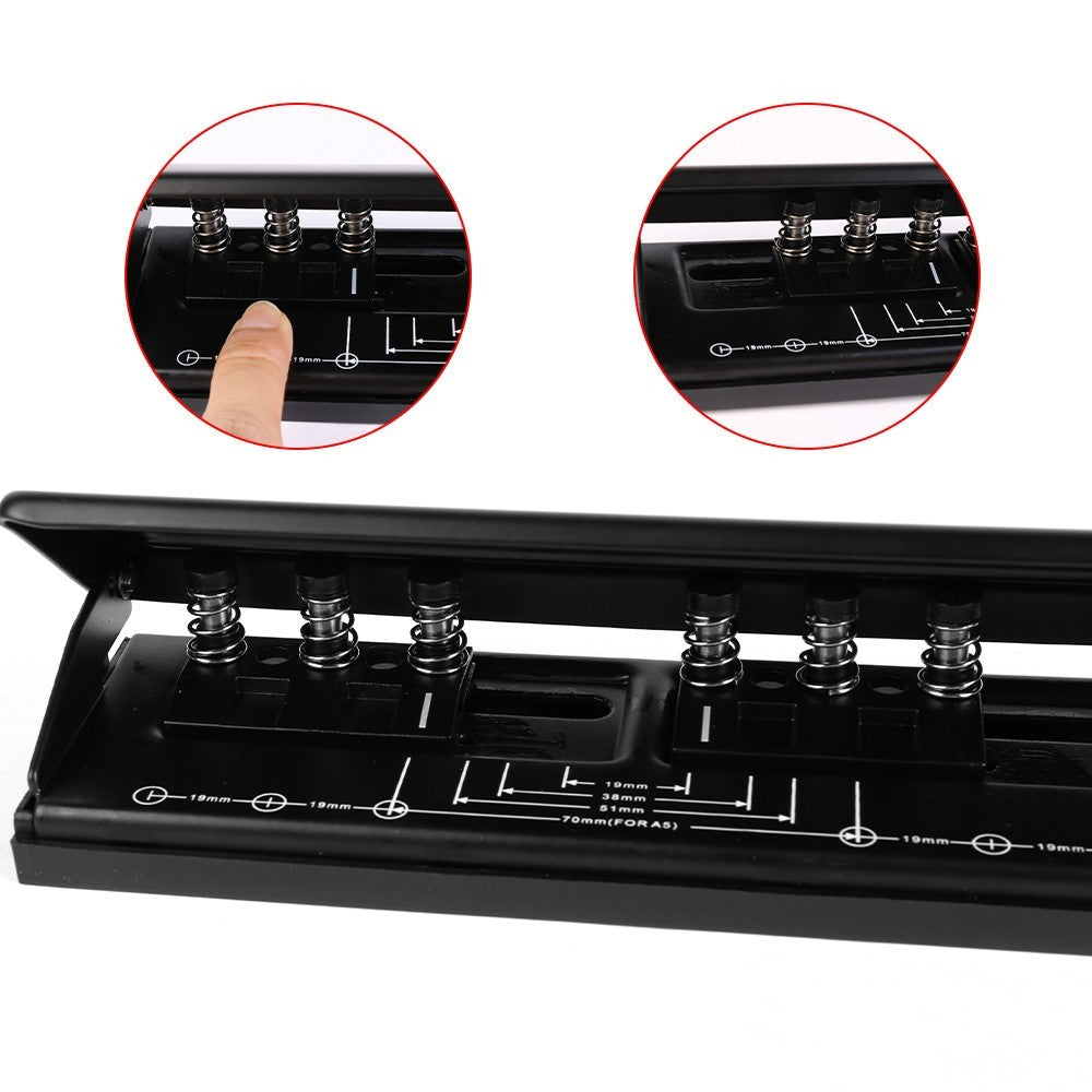 6-Hole Adjustable Metal Paper Punch A4 A5 A6 for Filofax Organisers – Black