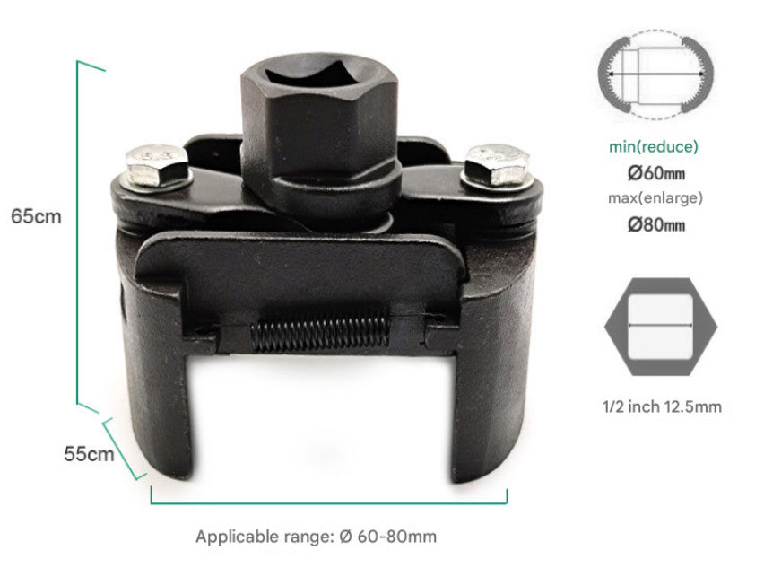 Universal Adjustable Oil Filter Wrench Set for 60mm-80mm Removal Tool Cap 1/2"