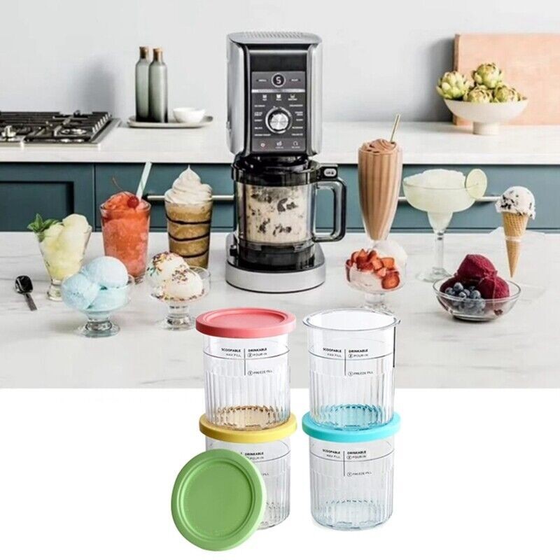 Ice Cream Pint Clear Tubs / Cups For Ninja Creami NC501UK Series - 4 Pack