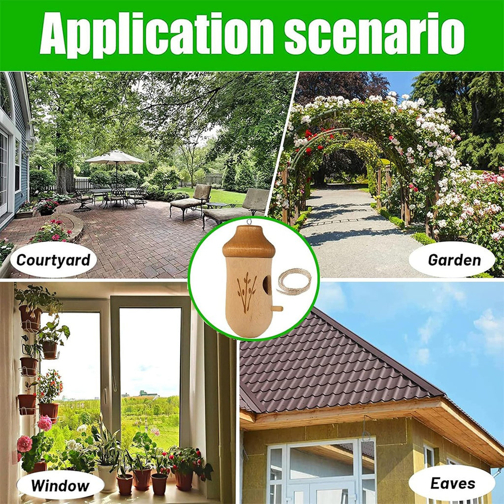 2x Hummingbird House Wooden Hand Craft Ornament Outdoor Garden Patio Decor