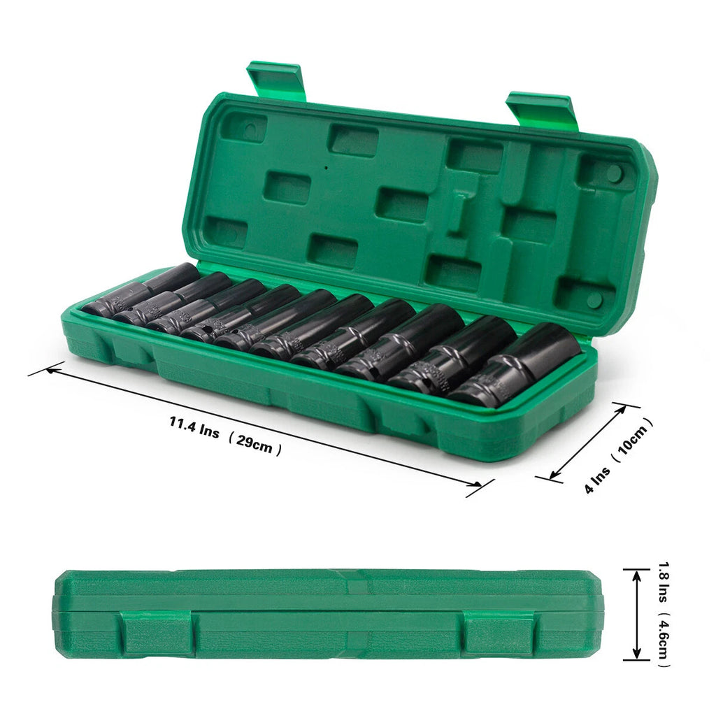 Deep Impact Socket 1/2" Drive Long Reach Thin Wall 10-Metric Sockets 10-24mm Set
