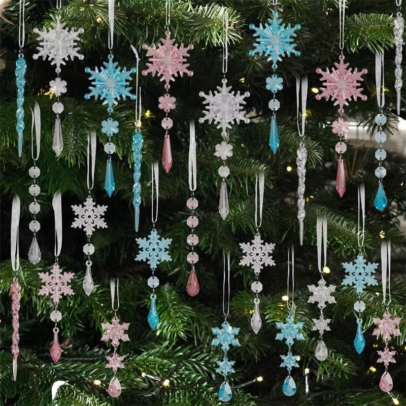 18 Pcs Christmas Tree Icicle Ornaments Clear Acrylic Icicle Christmas Decoration