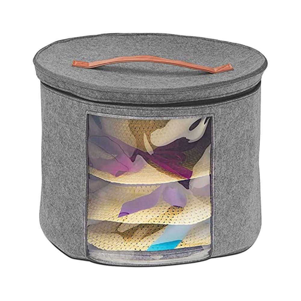 17''  Round Hat Storage Box for Women Men Travel Organizer Case w/ Dustproof Lid