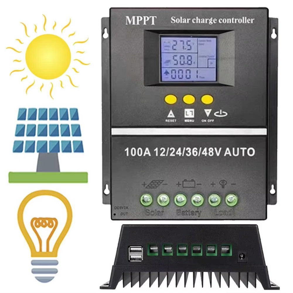 4000W 100A MPPT Solar Charge Controller Battery PV Regulator 12V/24V/36V/48V USB