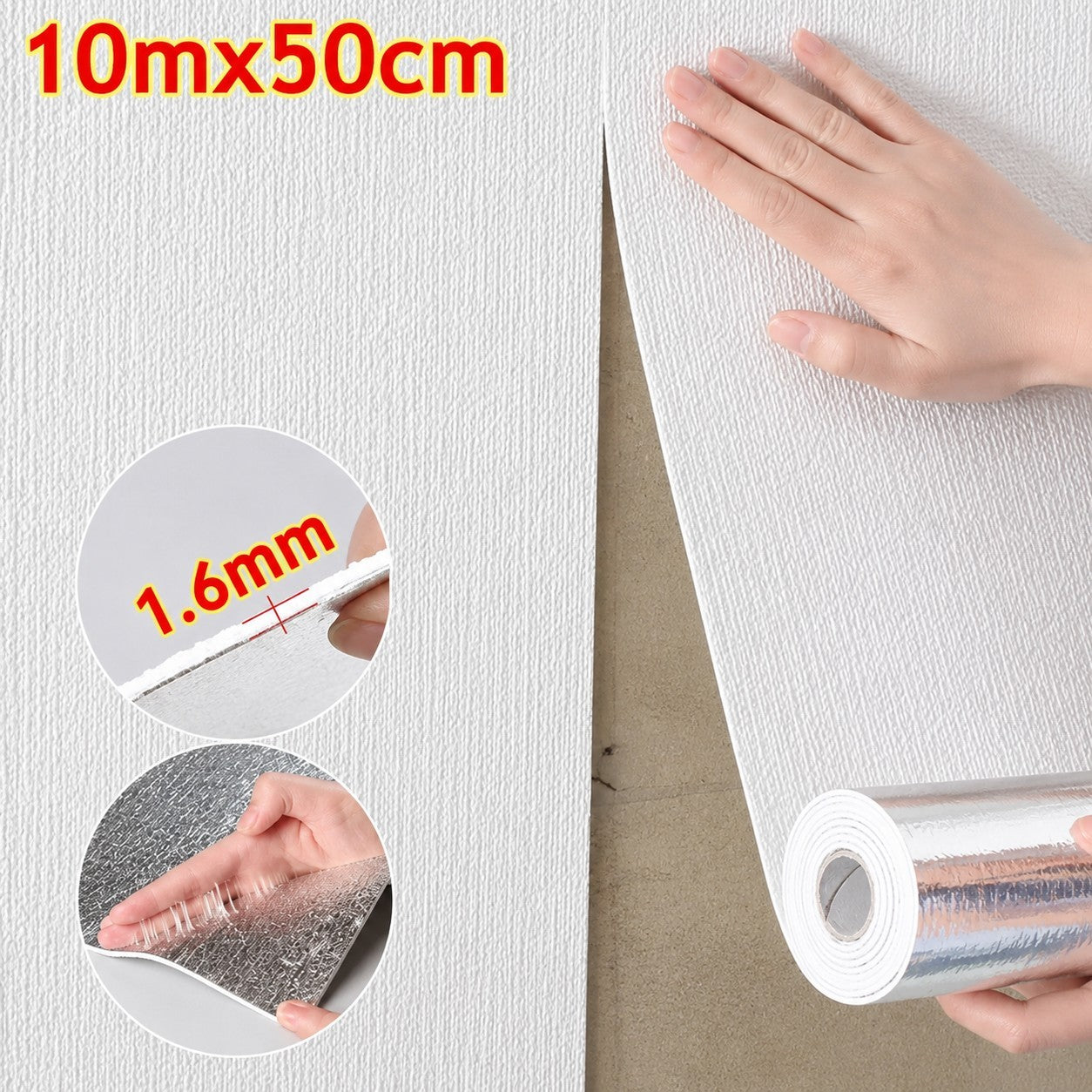 10M Thicken Self-Adhesive Thermal Insulation Linen Wall Sticker Plain Wallpaper