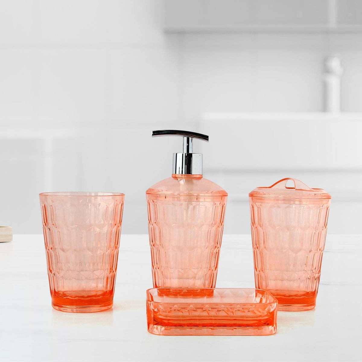 4Pcs Lotion Dispenser Toothbrush Holder Bathroom Accessories Set