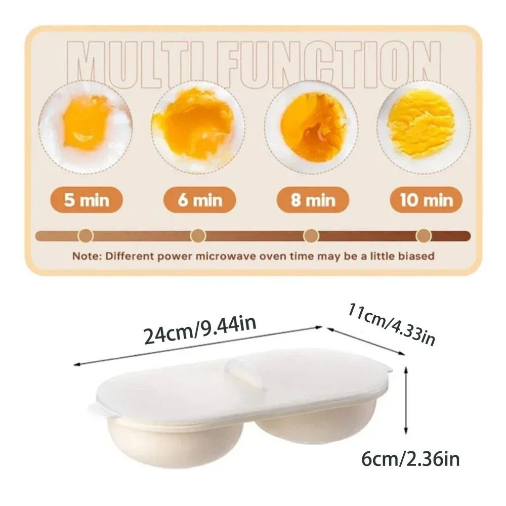 Microwave Eggs Poacher Cookware Steamer Maker Poach Double Cup Cooker Egg Boiler