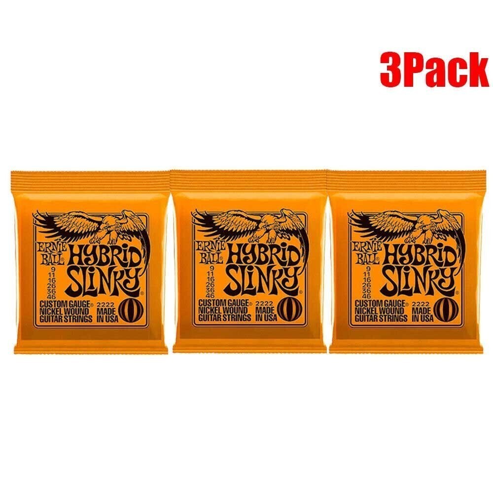 3 Sets Ernie Ball Hybrid Slinky 2222 09-46 Electric Guitar Strings NEW