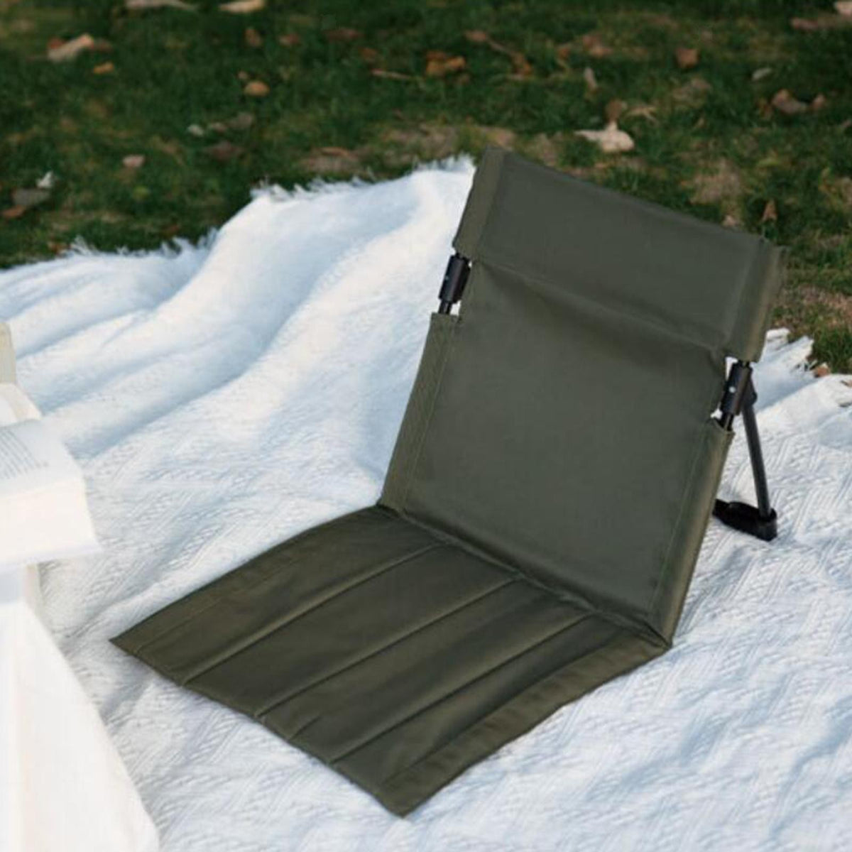 Floor Chair with Back Support Beach Folding Cushion Seat for Garden Trekking