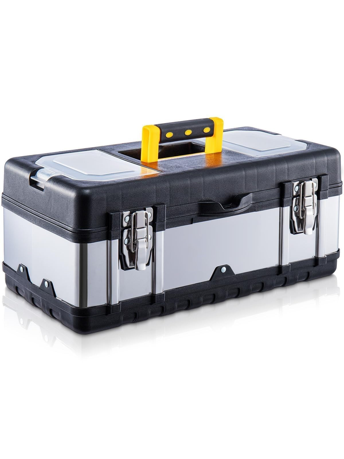 Stainless Steel Chest Storage Case + Removable Tray Heavy Duty Tool Box