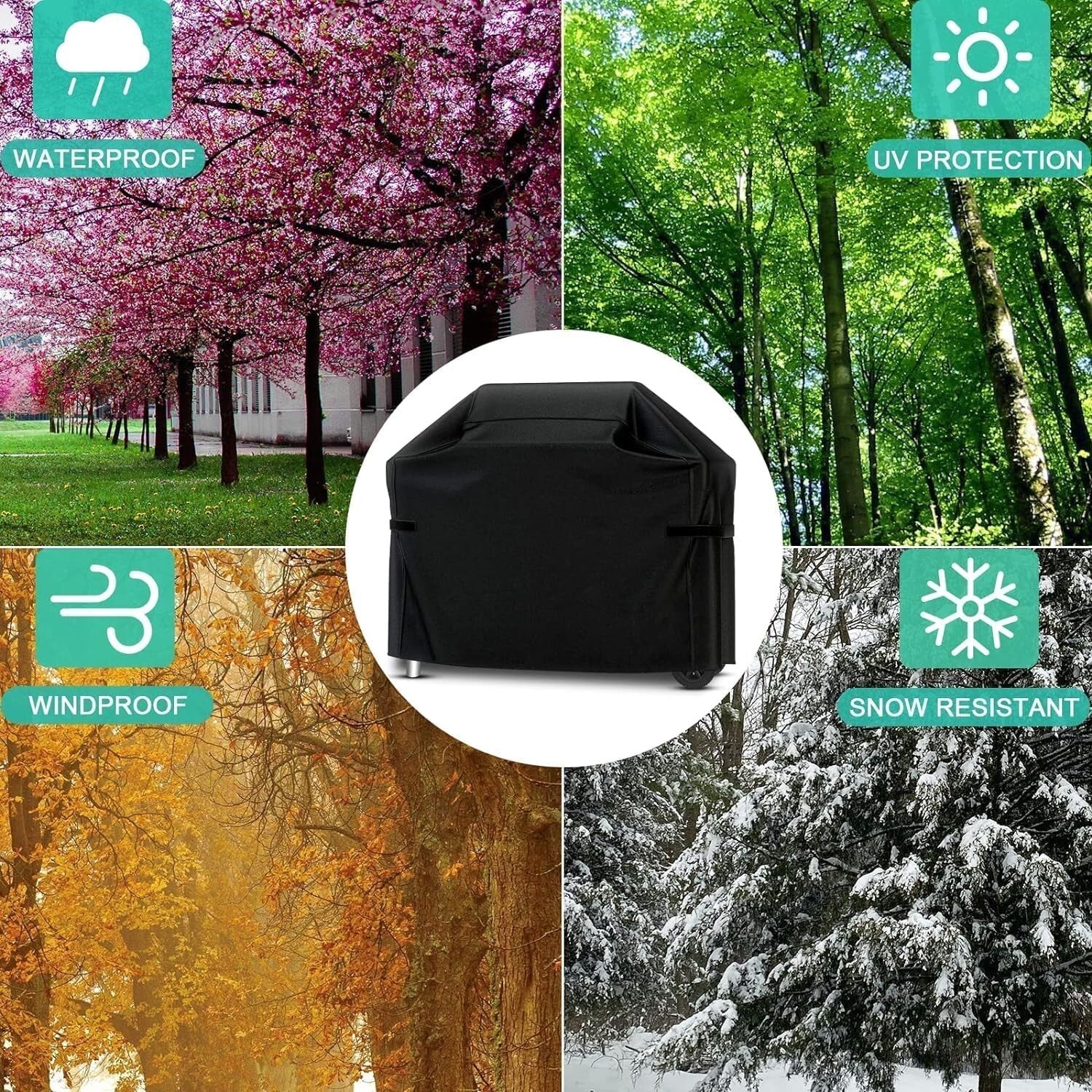 Heavy Duty BBQ Cover Waterproof Barbecue Grill Protector Outdoor 145X61X117CM
