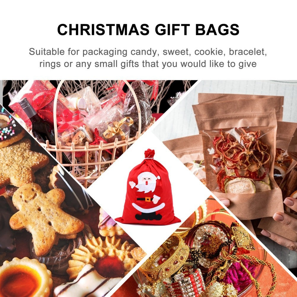 Santa Claus Christmas Gift Bag Reusable Drawstring Present Pouch Red