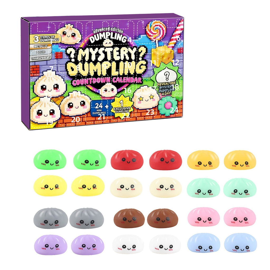 24PCS Squishy Dumpling Bao Bun Glitter Stress Relief Toy Mystery Blind Box