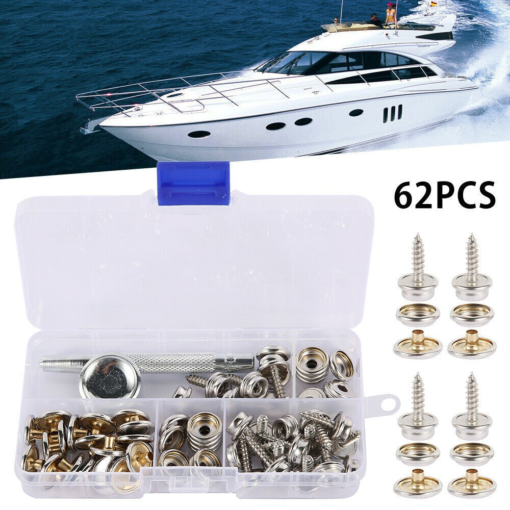 62PCS Canvas & Upholstery Boat Cover Snap Button Fastener Kit w/ Installation