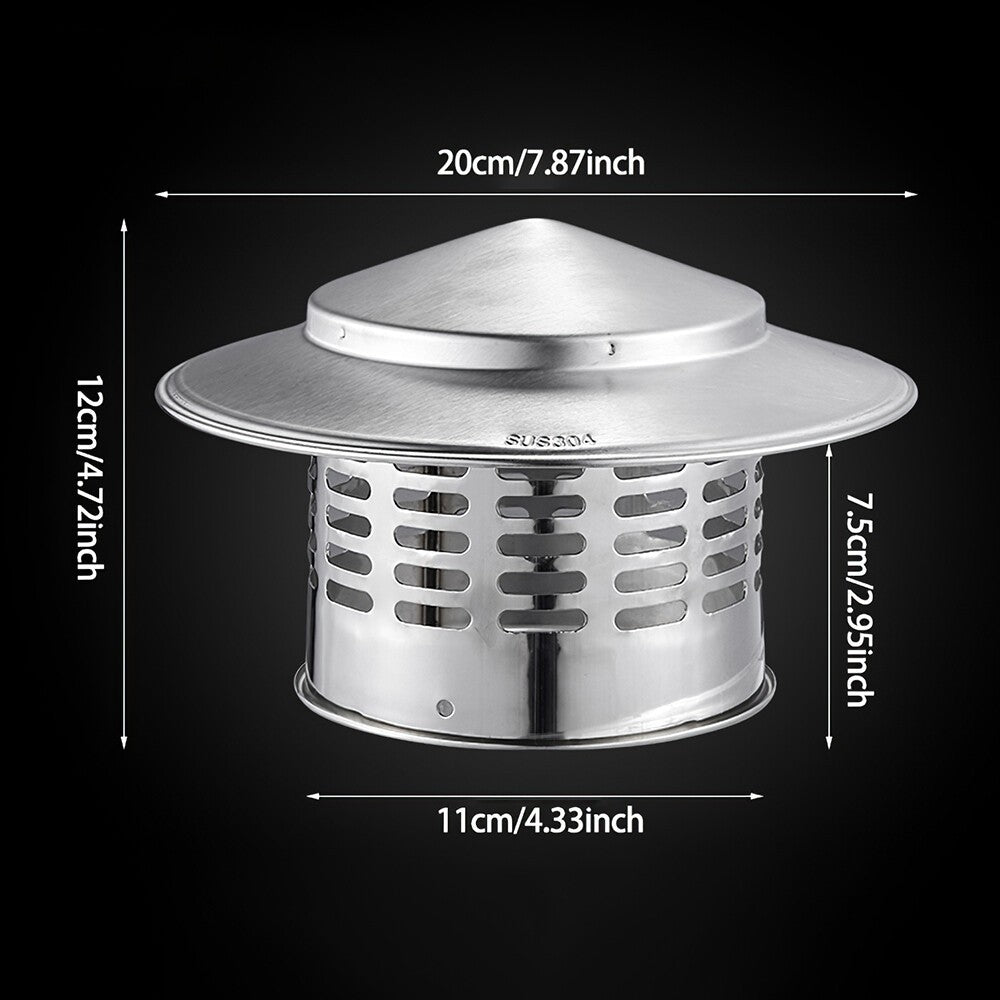 Stainless Steel Chimney Flue Cowl Pipe Rain Cover Protector Cap Cover 110mm