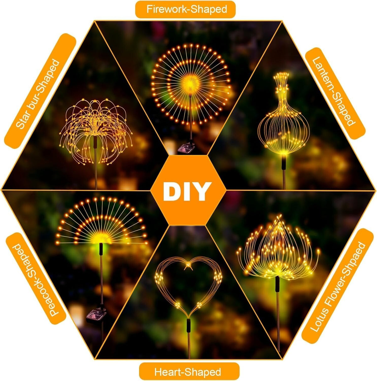 2PCS Solar Lights Outdoor Garden LED Solar Powered Firework Light Lamp DIY
