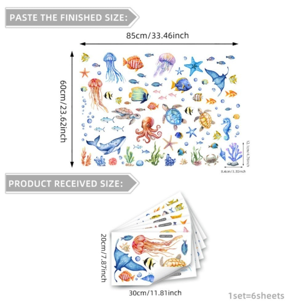 For Bathroom Sea Animal Stickers Bathroom Decor Aquatic Cartoon Designs