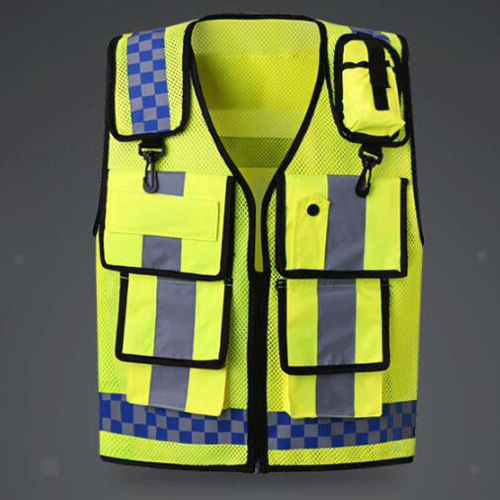 Hi Visibility Safety Work Vest Unisex - With Zipper and Multi Pocket - Hi Vis