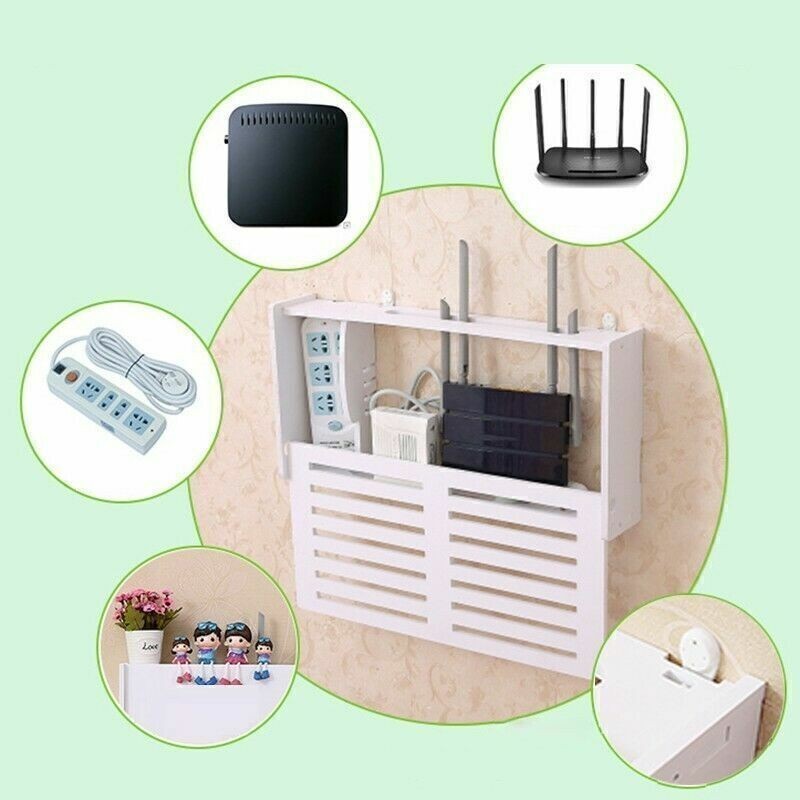 Wall Mount Wifi Router Storage Bracket Hanging Shelf Cable Wire Organizer Box UK