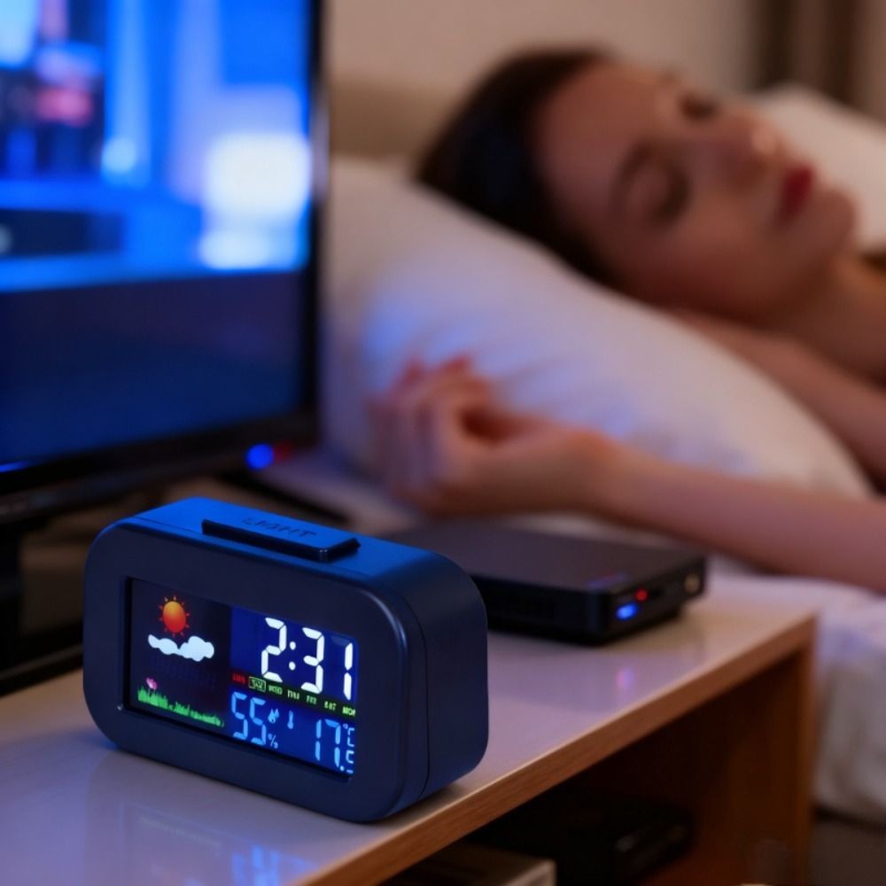 Weather Forecast Digital Alarm Clock W/ Backlight Temperature Humidity LED Clock