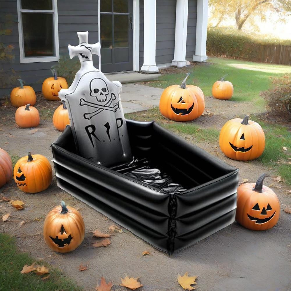 Halloween Inflatable Skeleton Tombstone Figure Decor Prop Drinks Wine Ice Bucket