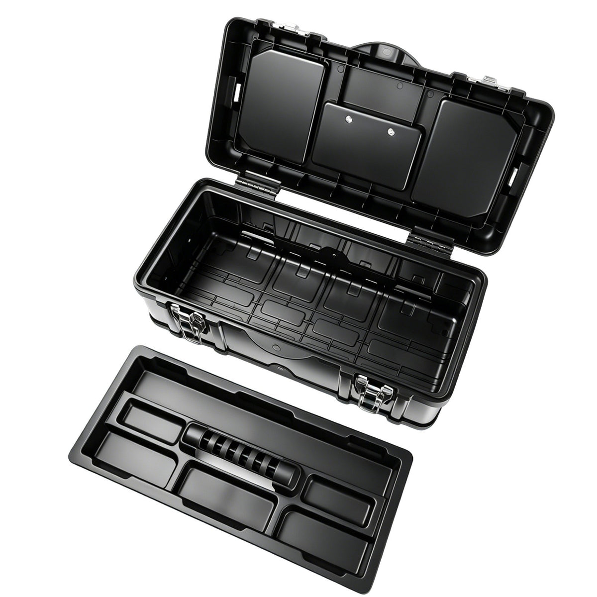 Stainless Steel Heavy Duty Chest Storage Case + Removable Tray Tool Box 17Inch