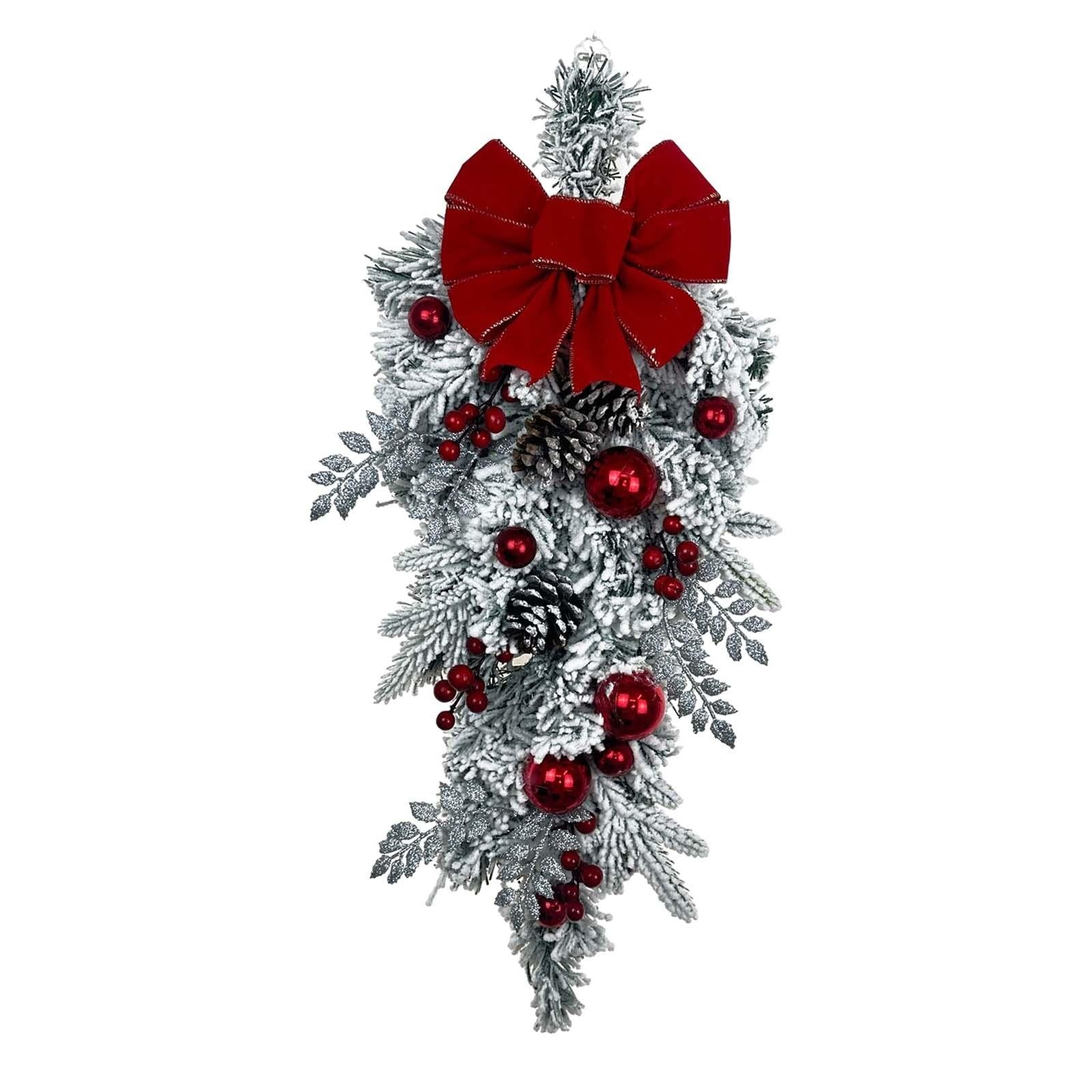 Snowy Christmas Wreath Artificial Wreath Front Door Winter Wreath for Festival