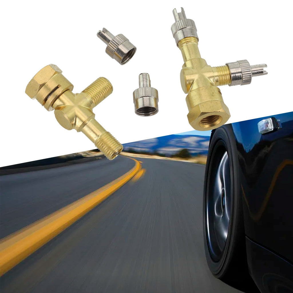 3 way Pure TPMS Valve Tee Adapter for Cars and For Motorcycles Set of 2