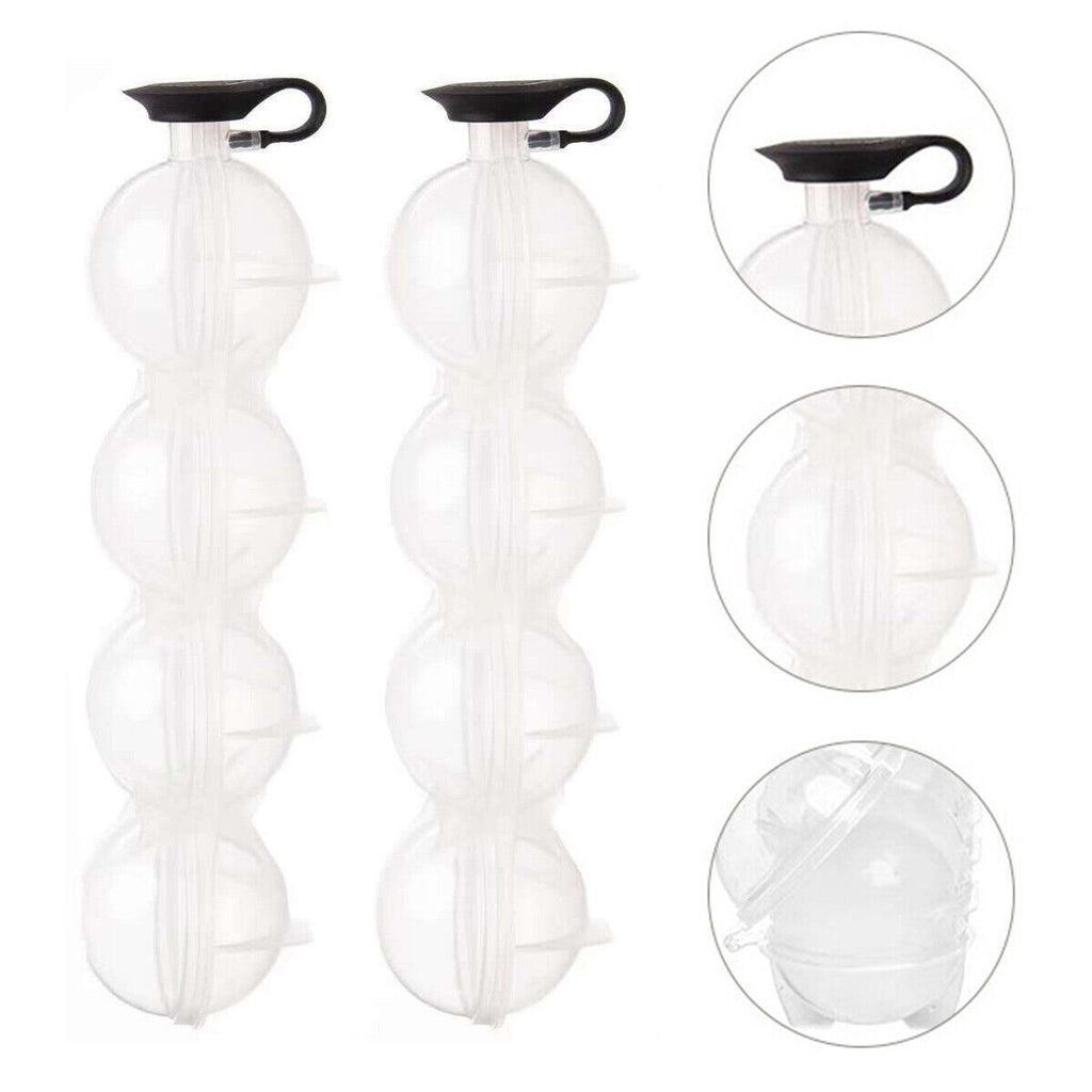 2PCS Ice Cube Bar Silicone 4 Ball Maker DIY Mold Sphere Large Tray Whiskey Mould
