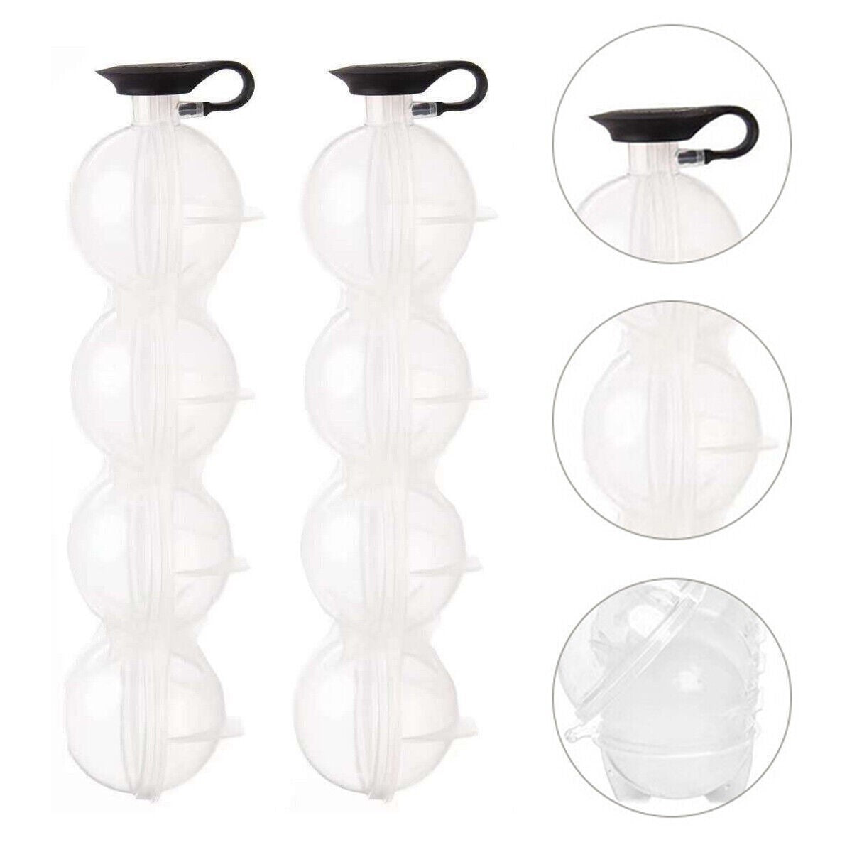 2PCS Ice Cube Bar Silicone 4 Ball Maker DIY Mold Sphere Large Tray Whiskey Mould