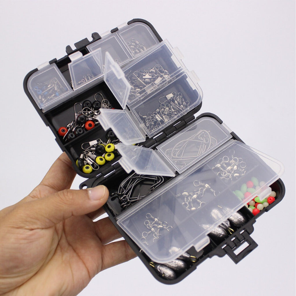 160* Sea Fishing Accessories Kit Set Jig-Hooks Swivels Clamp With Tackle Box