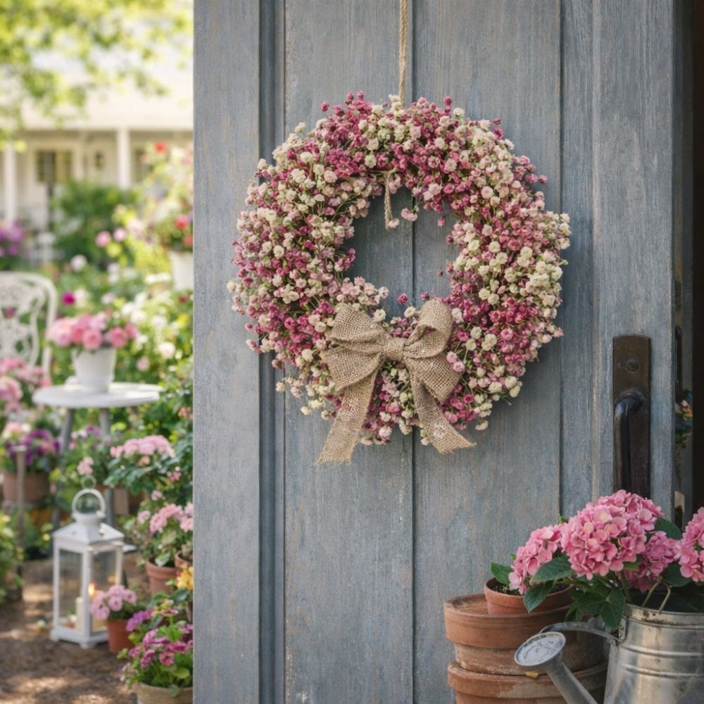 Colorful Eucalyptus Wreath Round Artificial Flower Wreath Door Hanging Wreath