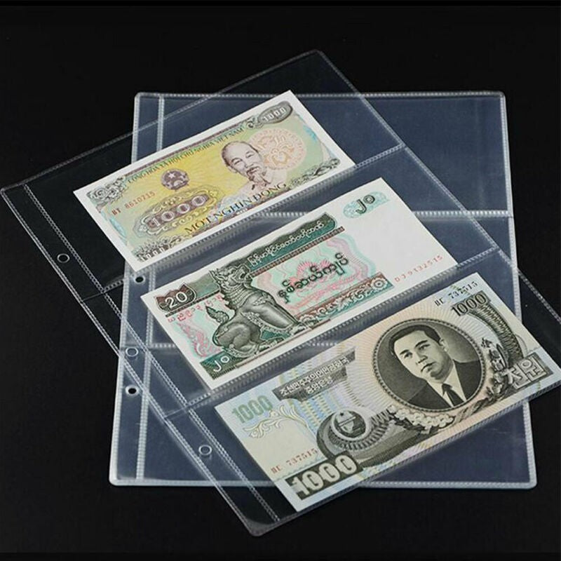 10pcs Banknotes Album Book Page Paper Money Currency Collection Holder Storage