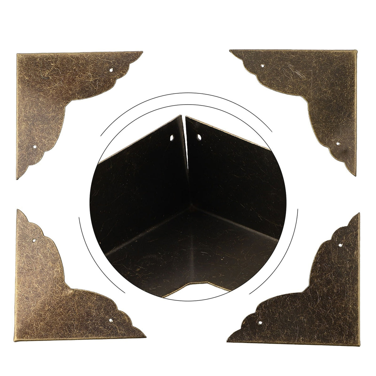 Distinctive Iron Corner Guards with Antique Cloud Pattern Set of 4 Bronze Color