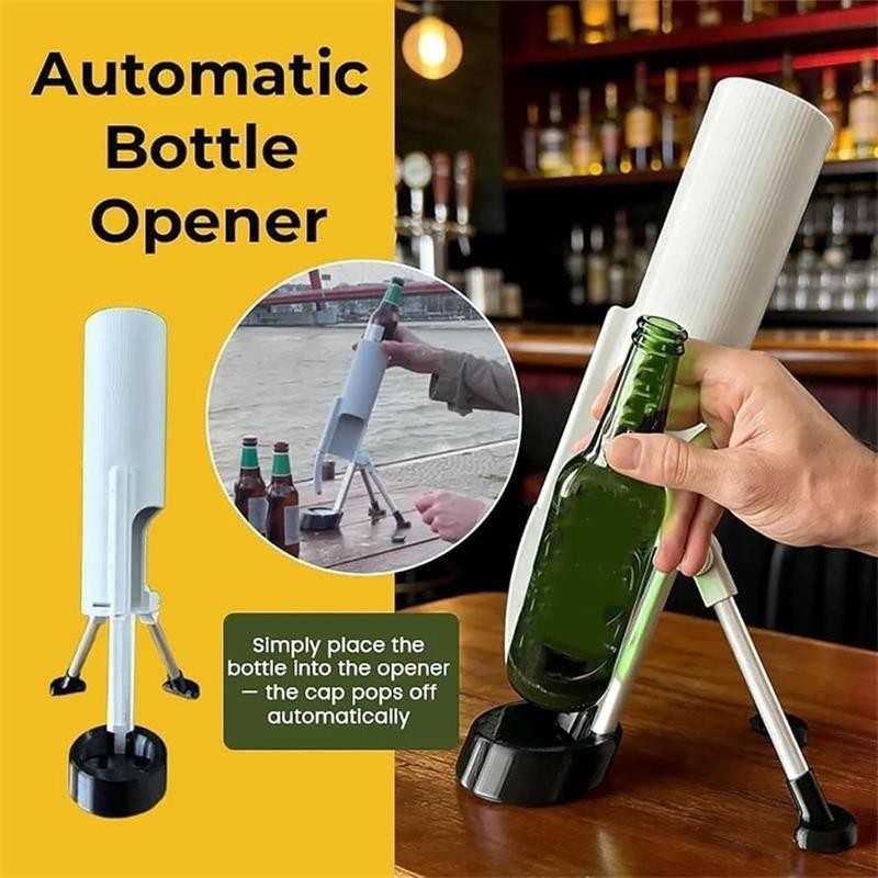 Beer Bottle Mortar Bottle Opener, Automatic Cap Launcher with Push-Down Action
