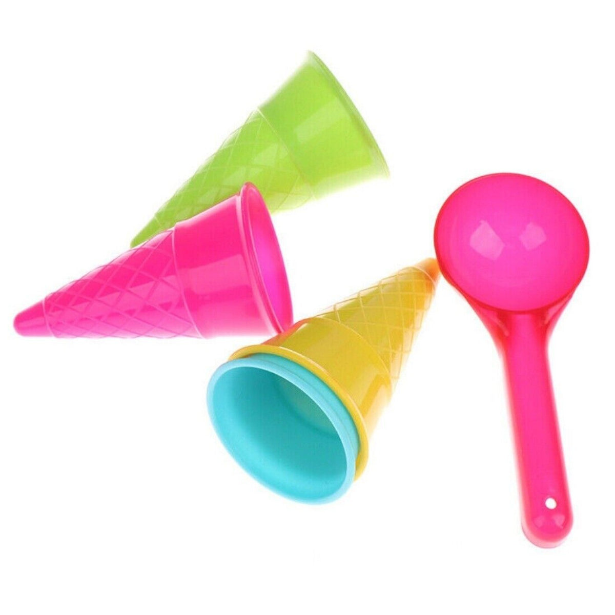 5Pcs Ice Cream Toys Cone Scoop Sets Beach Sand Toys Kids Summer Play Game