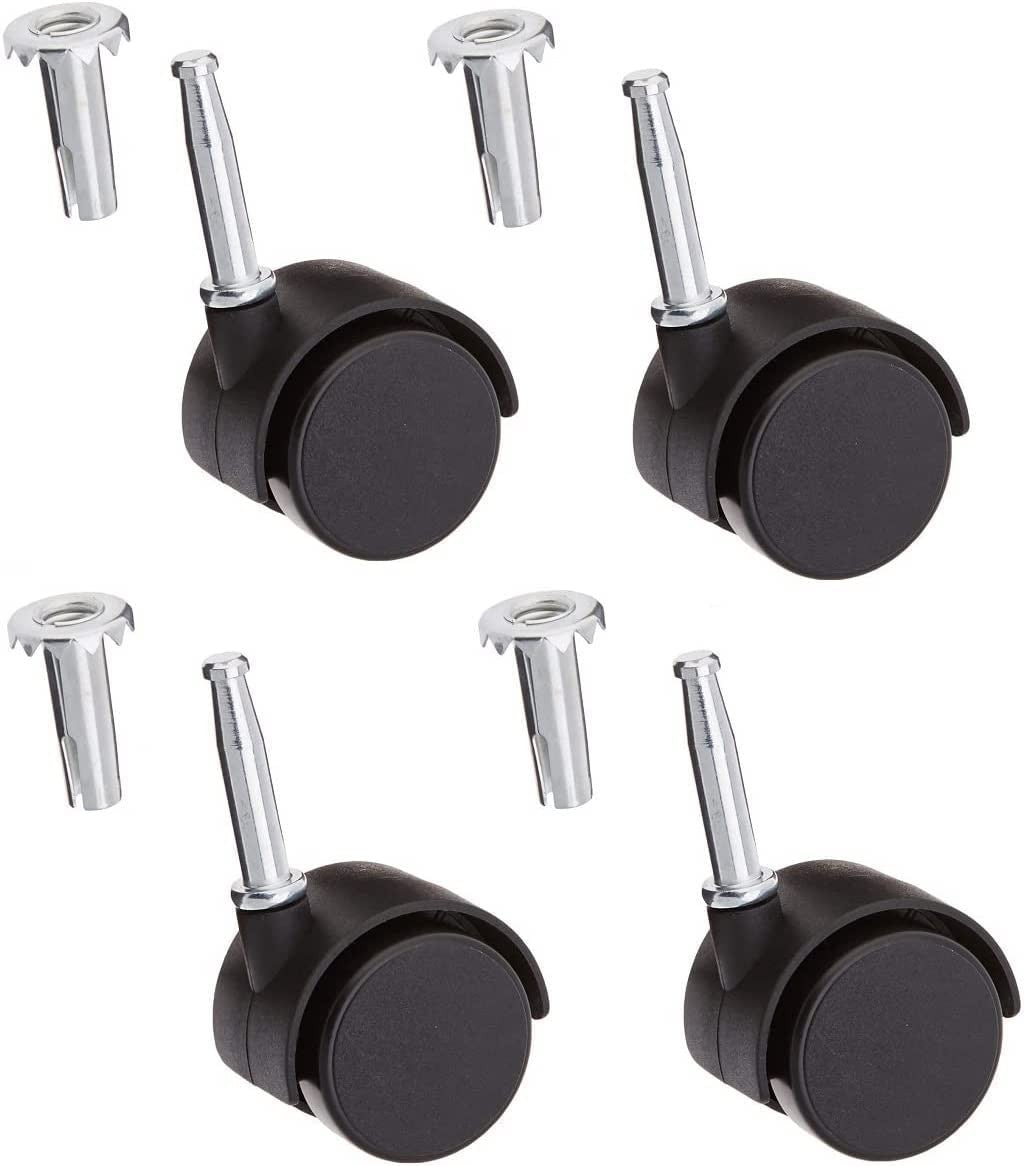 CASTORS TWIN WHEEL NYLON 40mm 4 x EASY FIT HAMMER IN Swivel Bed/Divan/Furniture