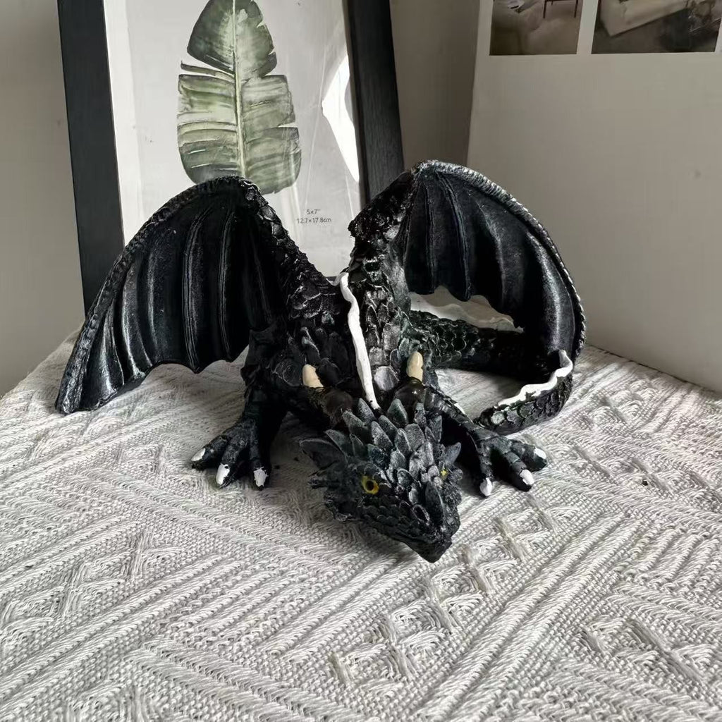 Garden Dragon Statue Outdoor Decor Courtyard Sculpture Art Resin Wall DIY