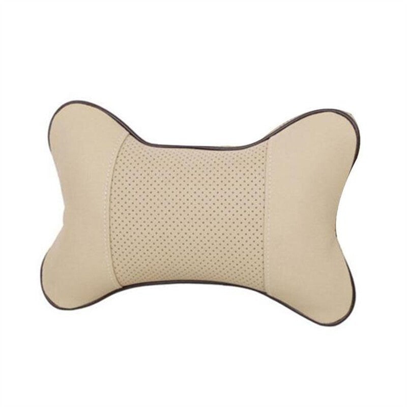 2x Auto Car Seat Head Neck Rest Leather Support Cushion Pad HeadRest Bone Pillow