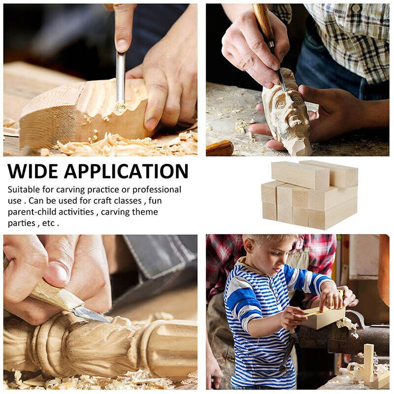 10Pcs Basswood Carving/Whittling Wood Blocks Crafts Tool Kit 10*2.5*2.5cm/4inch
