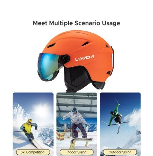 Integrated Ski Helmet Men and Women Snowboard Helmet with Removable Visor Goggle