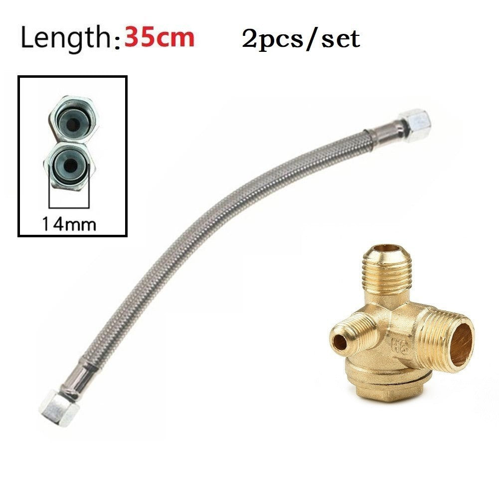 Complete Air Compressor Pipe and Check Valve Kit Stainless Steel 350mm Length