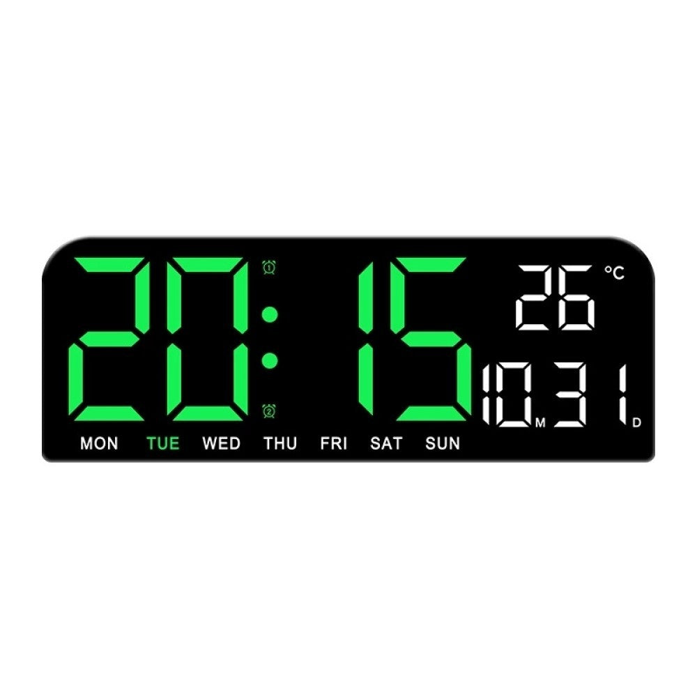 Digital Alarm Clock LED Display Desk Wall Clock with Temperature Date Week Clock