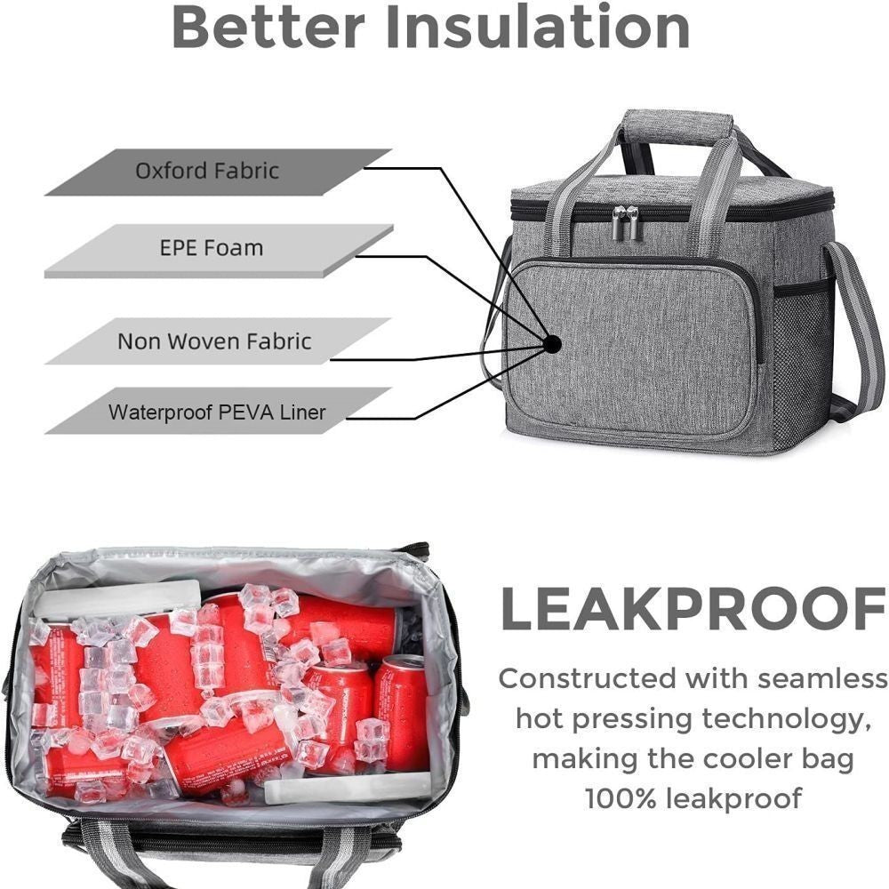 15L Cooling Cooler Bag Box Extra Large Picnic Hot Lunch Camping Food Ice Drinks