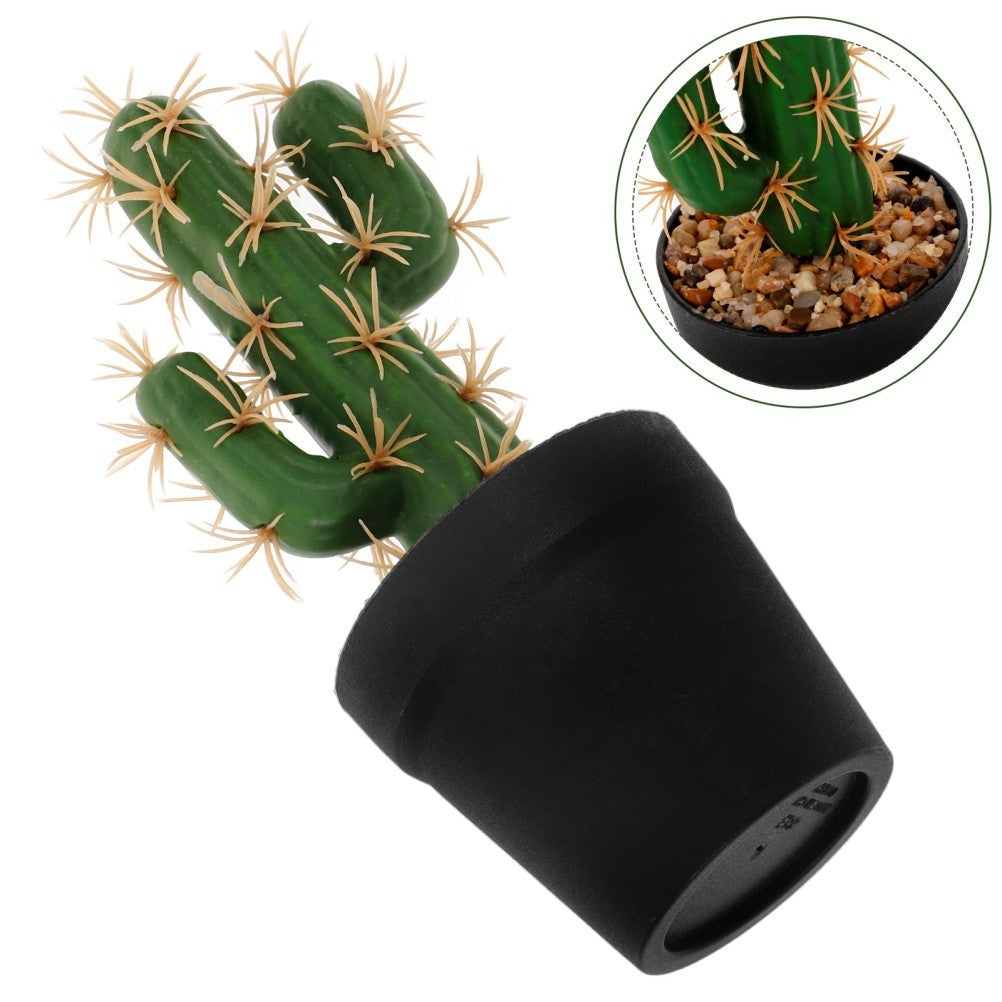 Lifelike Dark Green Plastic Artificial Potted Cactus for Home Decor