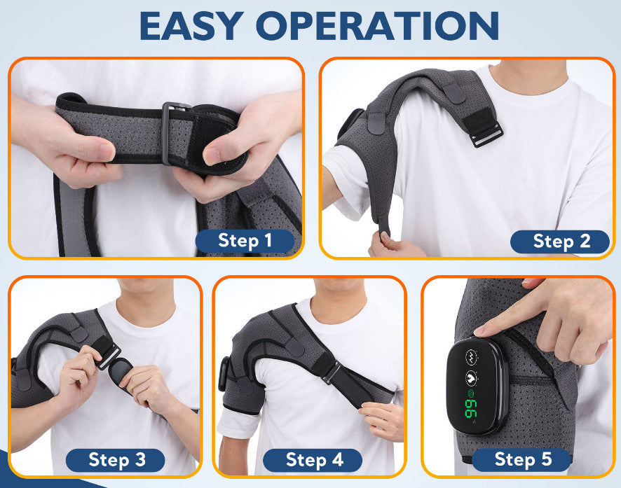 Heated Shoulder Massager Wrap Rechargeable Neck & Shoulder Vibration Pad Pain Re